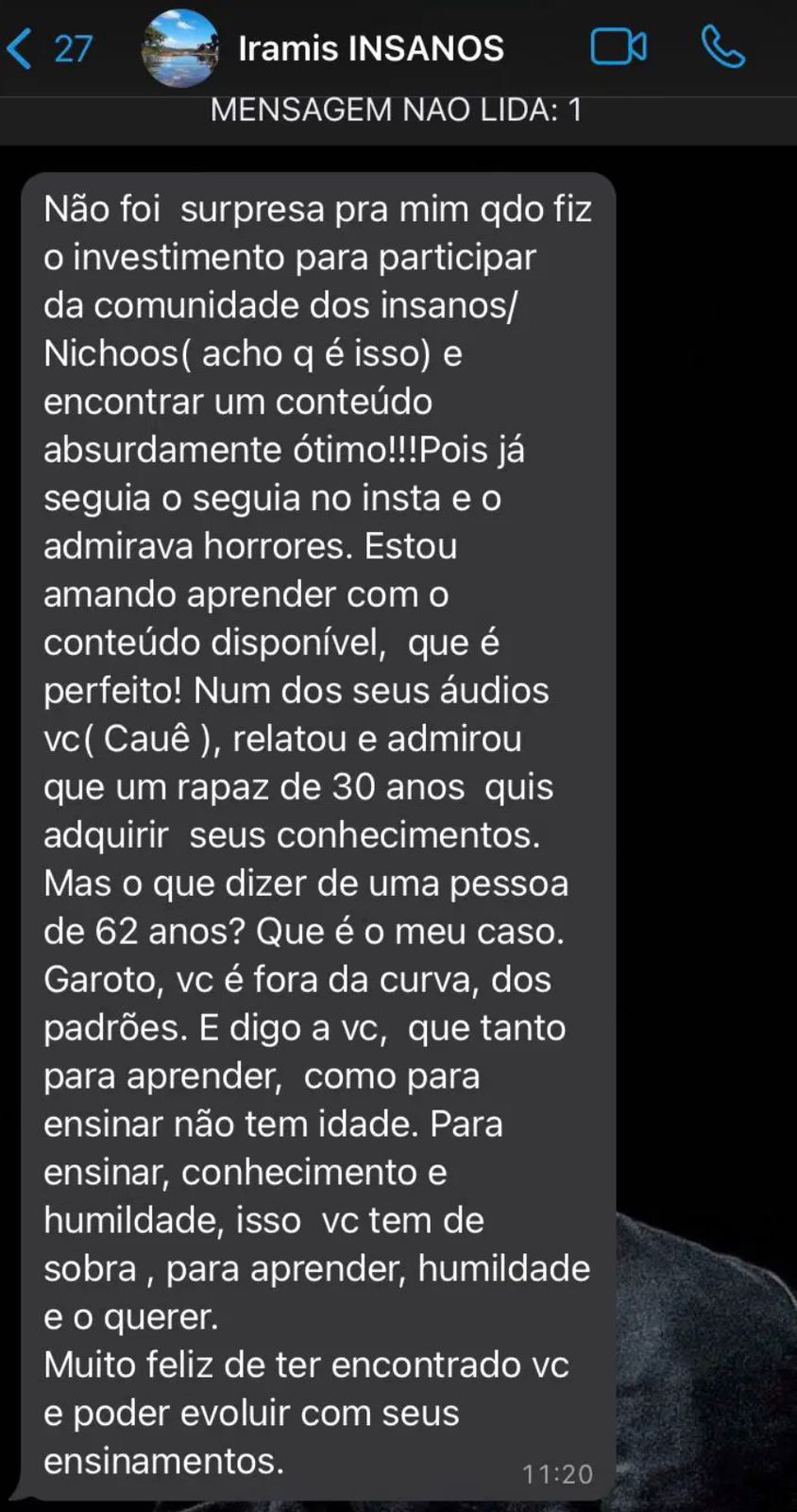 Depoimento de Iramis — membro do Clã dos Insanos